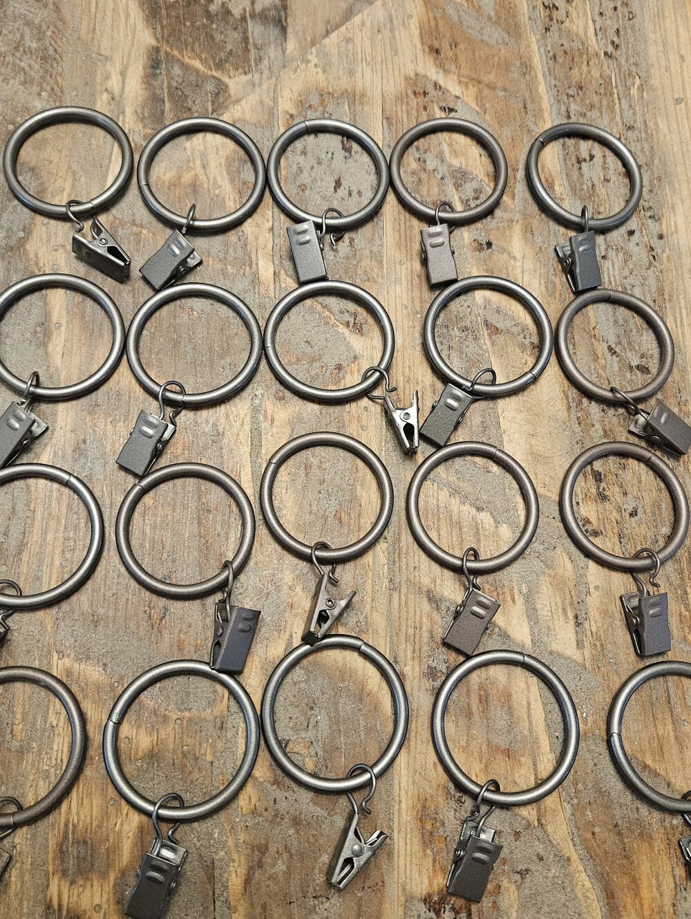 20 Metal Curtain Clip Rings with Clips - Gray/bronze Color